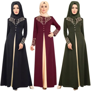 Elegant Women's Muslim Dress – Dubai & Turkey Fashion Abaya with Appliques