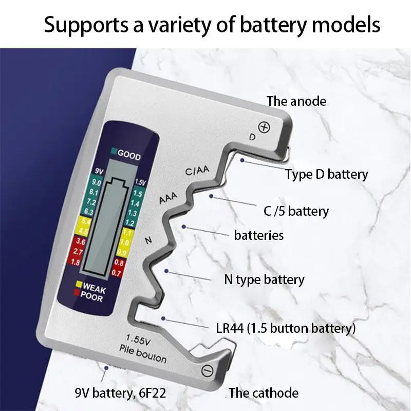 Universal Digital Battery Tester – Capacity Checker for Lithium & AA/AAA/C/D Cells