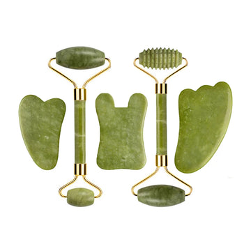 Natural Jade Roller & Gua Sha Massage Set – Acupuncture Spa Facial & Body Tools