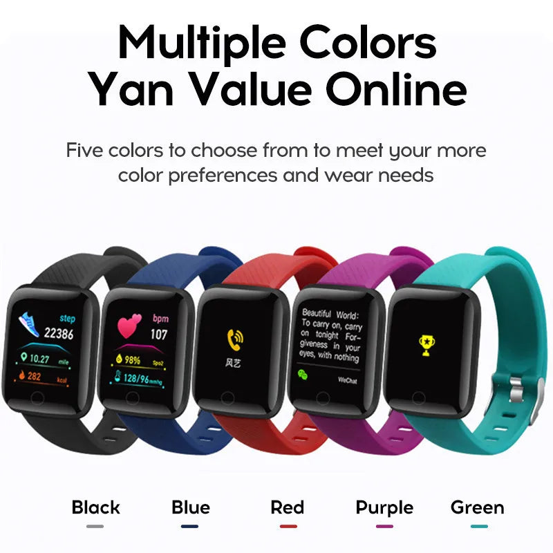 116 Plus Waterproof Smart Bracelet – Multi-Sport Mode Smartwatch with Heart Rate & Blood Pressure Monitor