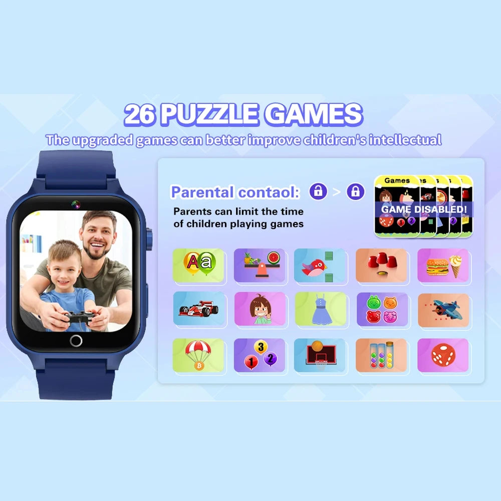 2024 New Kids Game Smart Watch – Boys & Girls, Music, Games, Pedometer, Video & Audio Recorder
