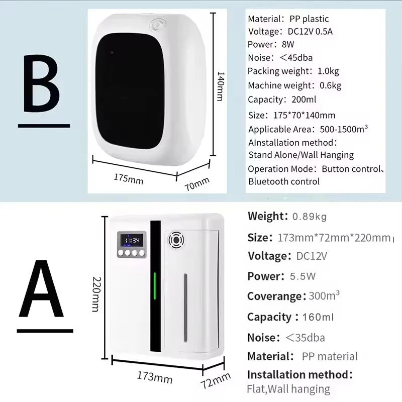 Wall-Mounted Aroma Diffuser – 160ML Scent Machine with Built-in Fan for Hotel Lobby & Home Fragrance