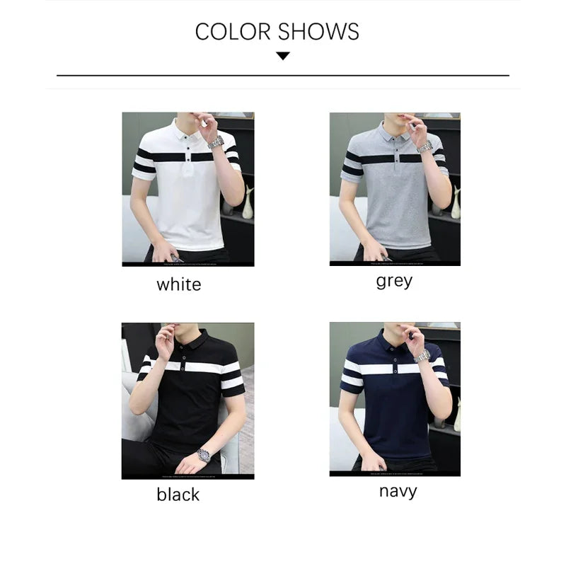 BROWON 2025 New Summer Top Men's Casual Polo Shirt Contrast Color Short Sleeved Polo T-shirt Clothing Formal Mens Polo Shirts