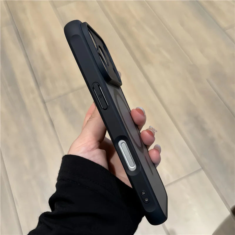 Matte Magnetic Shockproof iPhone Case – Translucent Cover for iPhone 17/16/15/14/13 Pro Max with MagSafe Support