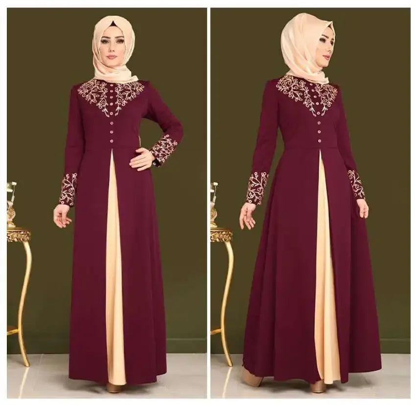Elegant Women's Muslim Dress – Dubai & Turkey Fashion Abaya with Appliques