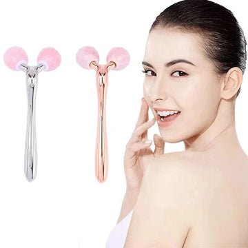 3D Rose Quartz Jade Roller – Facial Massager for Face Lift & Wrinkle Removal