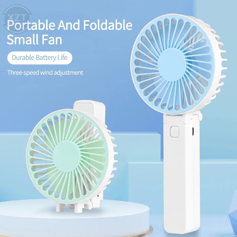 Portable Mini Air Cooler Fan – USB Rechargeable Folding Handheld & Desktop Fan