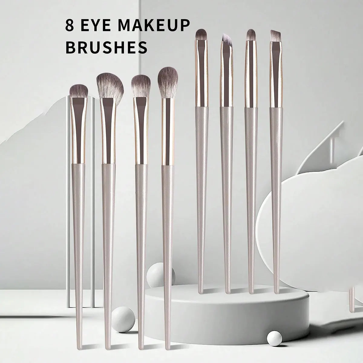 Champagne Silver Eye Makeup Brush Set – 8PCS Portable Beauty Tools for Precise Eye Looks