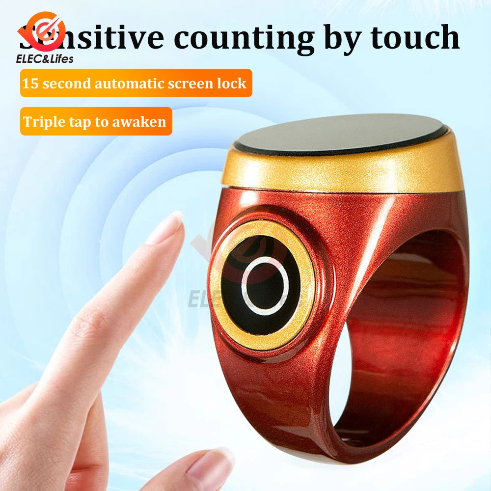 1Pcs Smart Tasbih Tally Counter Ring with Bluetooth – Digital Tasbeeh & 5 Prayer Time Reminder for Muslims