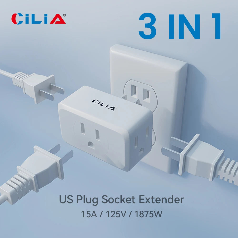 Multi-Plug Outlet Extender – 3-Outlet Wall Adapter & Grounded Power Plug Splitter