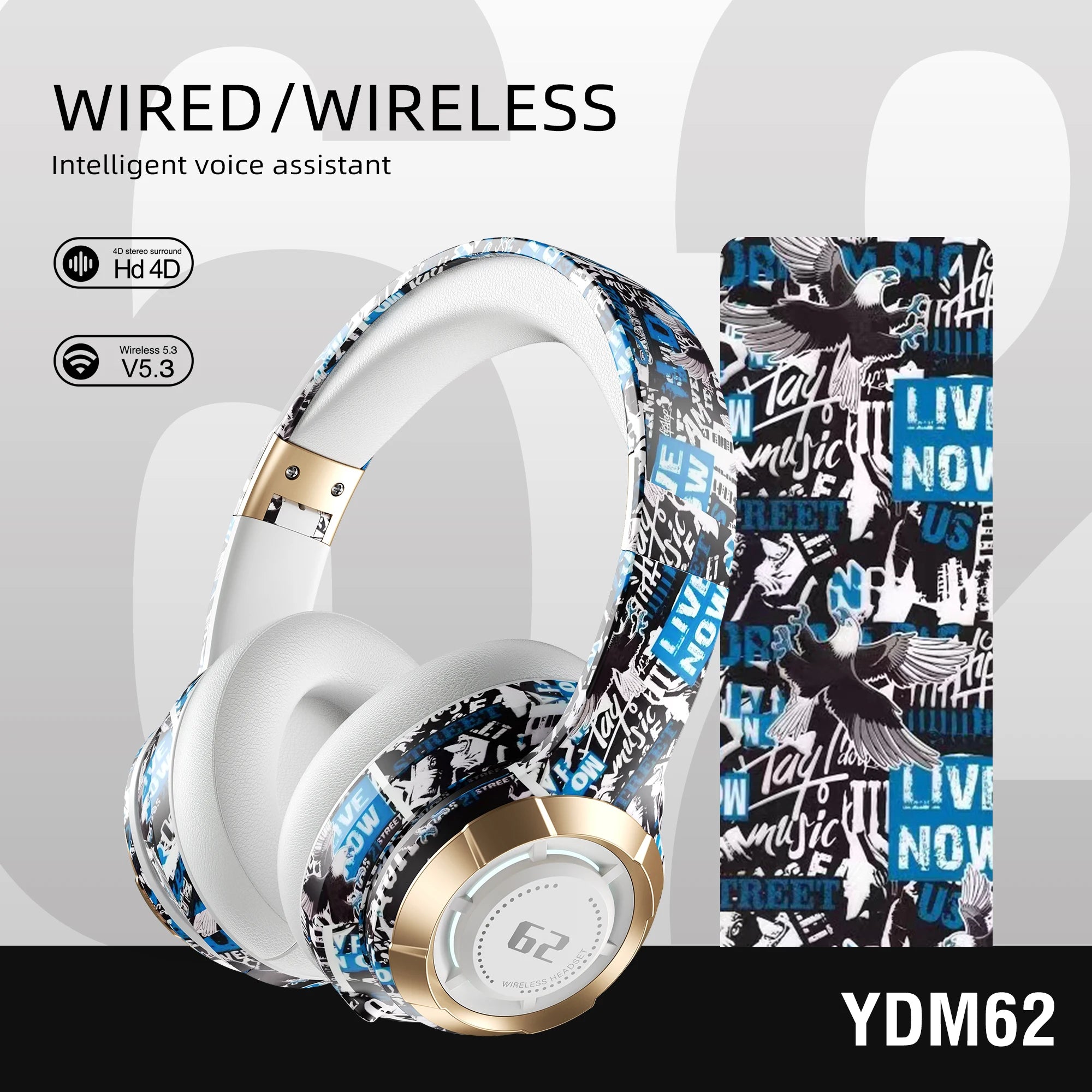 TWS Bluetooth 5.3 Headphones – Hi-Res Audio Over-Ear Wireless Studio Monitor DJ Headset with TF Card Support