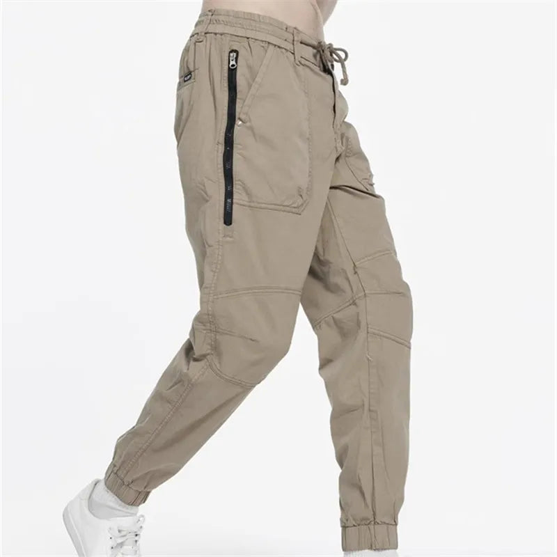 Men's Slim Fit Solid Color Cargo Pants – Fashion Streetwear Ankle-Length Trousers