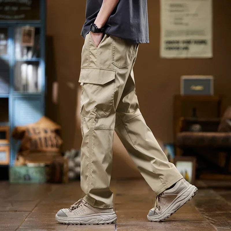 Men's Cargo Pants Multi Pockets – Outdoor Hiking Casual Drawstring Korean Fashion