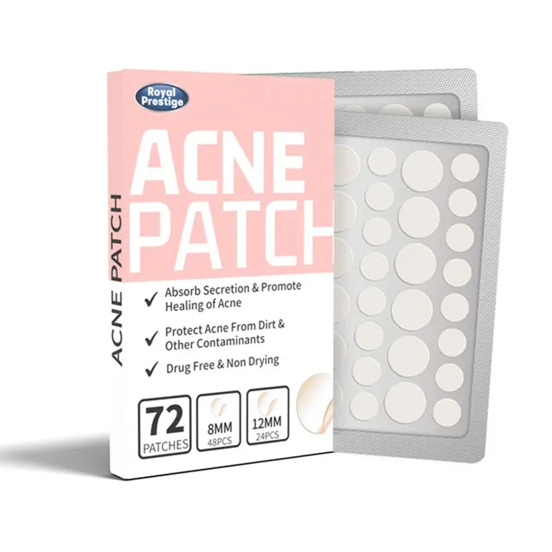 72Pcs Invisible Acne Patches – Waterproof Hydrocolloid Pimple Removal Stickers for Spot Treatment
