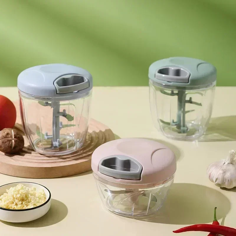 500ML Manual Meat Mincer & Garlic Chopper – Rotate Garlic Press & Vegetable Cutter