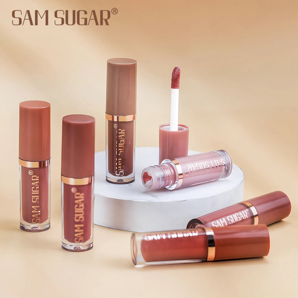 AM SUGAR 12-Color Matte Velvet Lip Gloss Set – Non-Stick Lip Glaze Lipstick