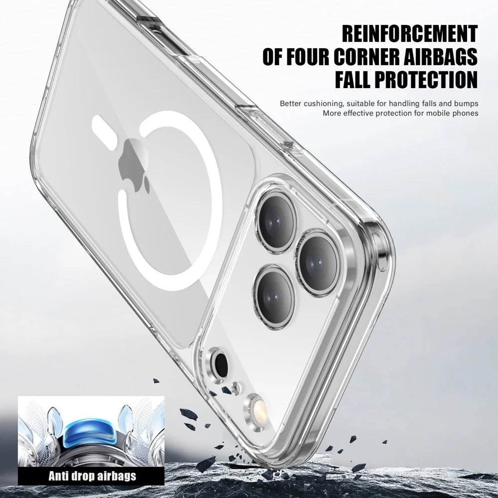 Shockproof Transparent Magnetic Case for iPhone 17 Pro Max / 17 Pro / 17 Air | TPU+PC MagSafe Wireless