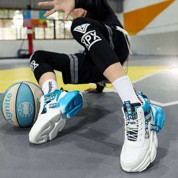 High-Top Leather Basketball Shoes – Warm Velvet Cotton Sneakers for Winter**