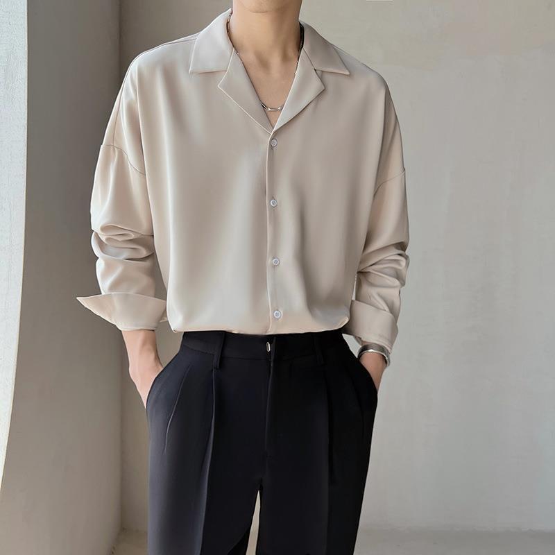 Men’s Fashion Solid Color Long Sleeve Shirt – Casual Smart Slim Fit Dress Shirt