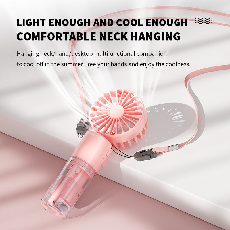 Portable Handheld Spray Fan – 4-Speed USB Mist Fan for Summer Cooling | Mini Outdoor Rechargeable Fan