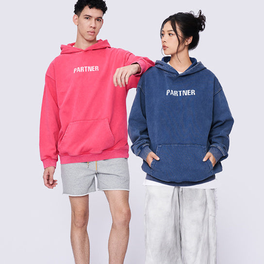 Loose Fitting Wax Printed Retro Vintage Vintage Hooded Sweatshirt For Men